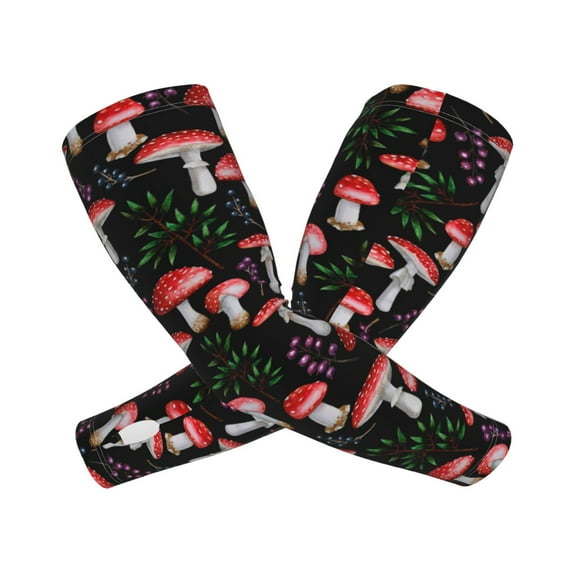 Picia Red Mushrooms Arm Sleeves for Men and Women - Tattoo Cover Up UPF 50+ Cooling Sports Sleeve for Basketball Golf Football-One Size