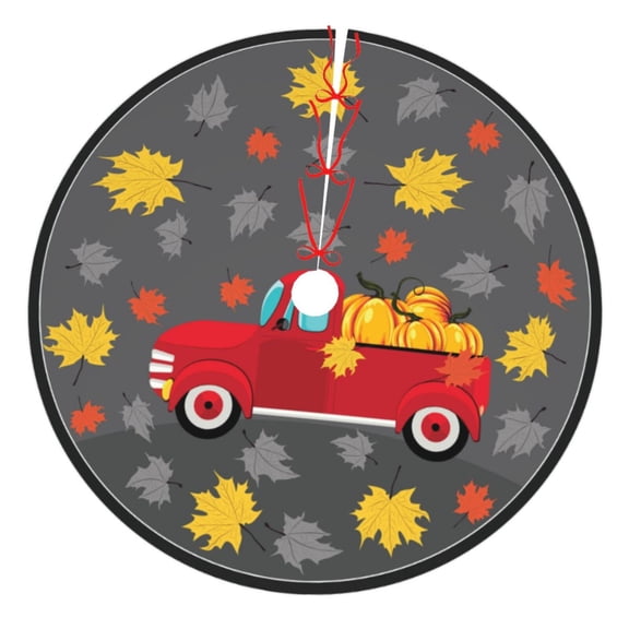 Picia Red Pickup Truck With Pumpkins Print Christmas Tree Skirt , Christmas Tree Skirt Ornaments for Merry Christmas Holiday Party Decorations Indoor Outdoor-36"