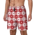 thumbnail image 1 of Picia Red Plaid Daisy pattern Mens Swim Trunks with Compression Liner Stretch Beach Shorts Quick Dry with Zipper Pockets No-Chafing Board Shorts-XX-Large, 1 of 9