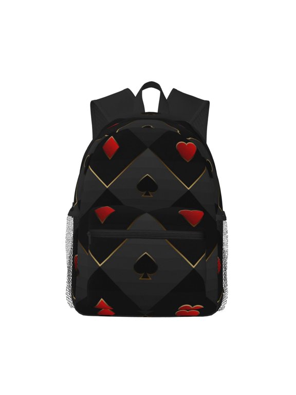 Red Poker Large Capacity Backpack Classic Style Backpack Casual Backpack Water-Resistant School Work Travel Outdoor Backpack