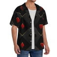 thumbnail image 1 of Picia Red Poker Men's Linen Shirts Short Sleeve Cuban Beach Shirts Casual Shirts Button Down Shirt for Men Beach Summer Wedding Shirt-Small, 1 of 7