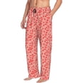 thumbnail image 1 of Picia Red Pretty Flowers Mens Soft Woven Cotton Elastic Waistband Sleep Pajama Pant Lounge Sleep Pant With Pockets And Drawstring-Small, 1 of 9