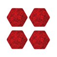 thumbnail image 1 of Picia Red Rose Printed Leather Coasters for Drinks, 4" Drink Coasters Set of 4 for Tabletop Protection, Handmade Luxurious Home Décor and Housewarming Gift -Hexagon, 1 of 6