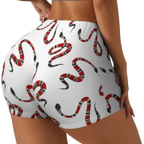 Picia Red Snake Printed Workout Shorts for Women Seamless Scrunch Butt Lifting High Waisted Yoga Gym Booty Running Moisture-wicking Short Pants-XX-Large