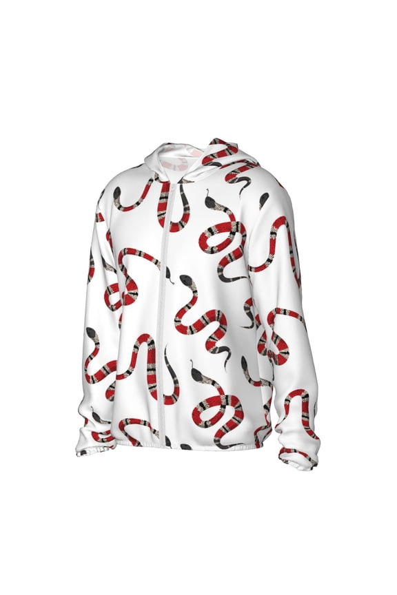 Red Snake Women's Men's UPF 50+ Sun Protection Hoodie Shirt Long Sleeve SPF Fishing Outdoor UV Hiking Lightweight Shirts-XX-Large