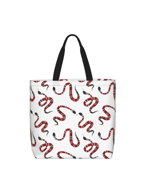 Red Snake for Tote Bag for Women with Zipper, Gym Tote with Compartments, Laptop Work Tote Nurse Dance Yoga Bag for Sport, Travel