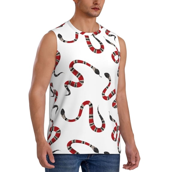 Picia Red Snake mens Cotton Tank Undershirts , Moisture-wicking Ribbed Tanks, Lightweight Cotton Tank Undershirts-X-Large