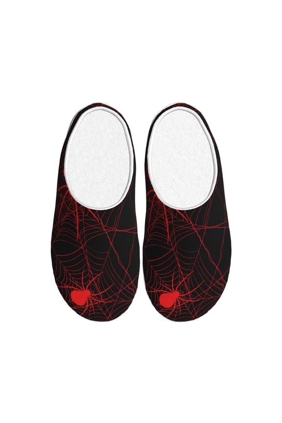 Red Spider On The Web for Women's Lamb-hug Comfy Fleece House Slippers Memory Foam, Slip-on House Shoes Indoor Outdoor-37/38