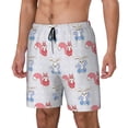 thumbnail image 1 of Picia Red Squirrel And Blue Rabbit pattern Mens Swim Trunks with Compression Liner Stretch Beach Shorts Quick Dry with Zipper Pockets No-Chafing Board Shorts-Small, 1 of 9