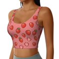 thumbnail image 1 of Picia Red Strawberry Sports Bra for Women,Padded Strappy Sports Bras Medium Support Yoga Bra with Removable Cups,Running Yoga Bra-, 1 of 7