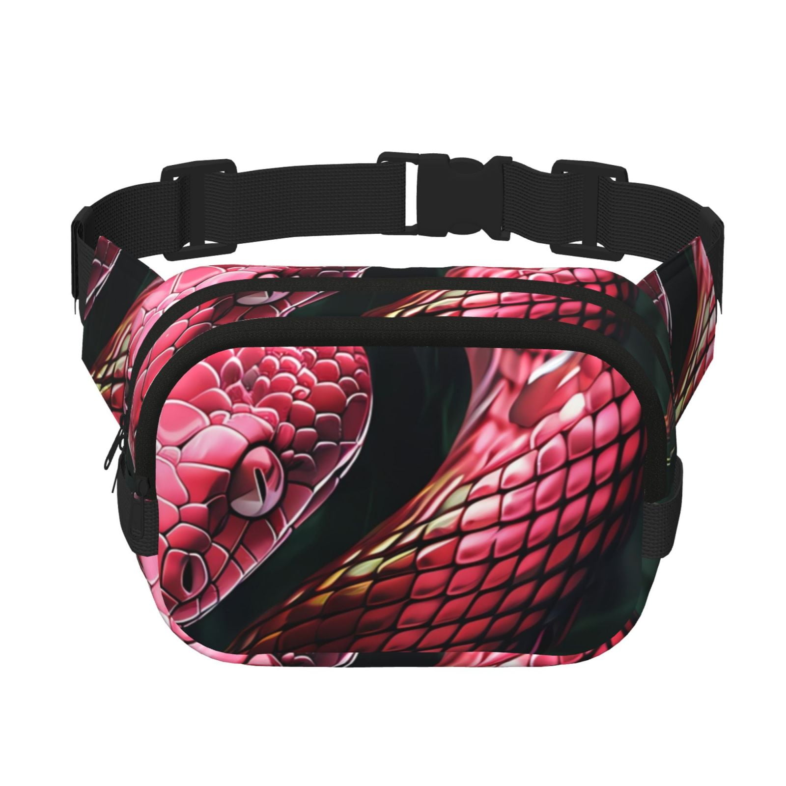 Picia Red Viper Jungle Intensity Print Square Double-Layer Waist Bag Mini Adjustable Waist Belt Bag Exercise Running Travel Hiking