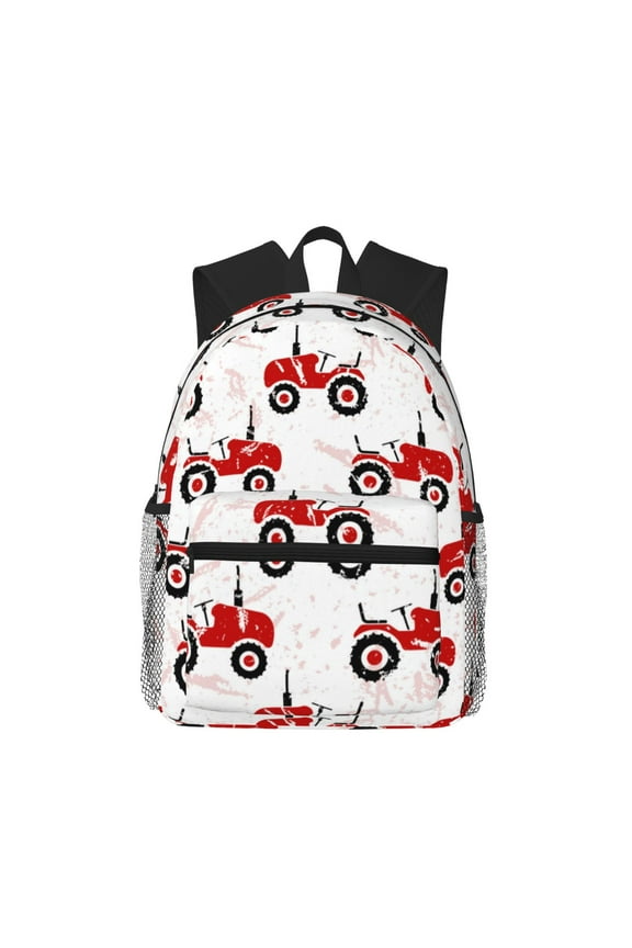Red Wheeled Tractors Large Capacity Backpack Classic Style Backpack Casual Backpack Water-Resistant School Work Travel Outdoor Backpack