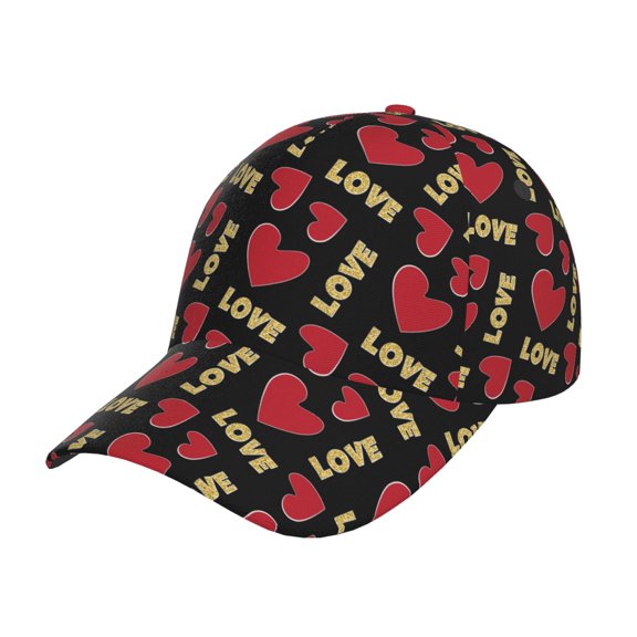Picia Red gold heart Pattern Trucker Low Profile Hat Men Women Baseball Cap Dad Hat Adjustable Unconstructed Plain Cap