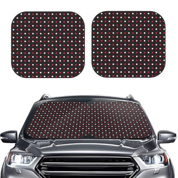 Picia Red and white polka dots 2 Piece Car Windshield Sun Shade Foldable | Foldable Sun Shield for Front Window Blocks UV Rays and Keeps Your Vehicle Cool-Large