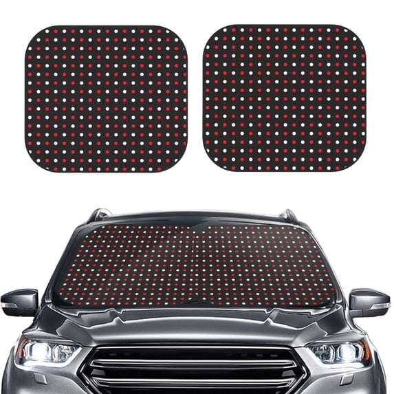 Picia Red and white polka dots 2 Piece Car Windshield Sun Shade Foldable | Foldable Sun Shield for Front Window Blocks UV Rays and Keeps Your Vehicle Cool-Small