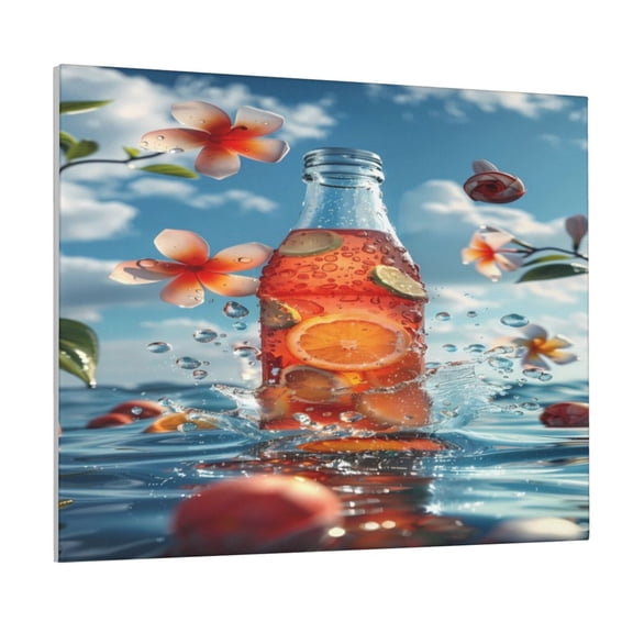 Picia Refreshing Citrus Splash Pattern Decorative Picture – Unique Wall Art, Modern Canvas Print for Trendy Interiors (Horizontal)