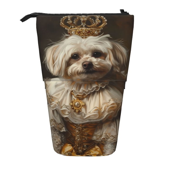 Picia Regal Dog In Royal Attire Print Telescopic Pencil Case, Telescopic Pen Holder Telescopic Pencil Pouch Bag Stationery Pencil Case Box Storage Organizer Makeup Bag
