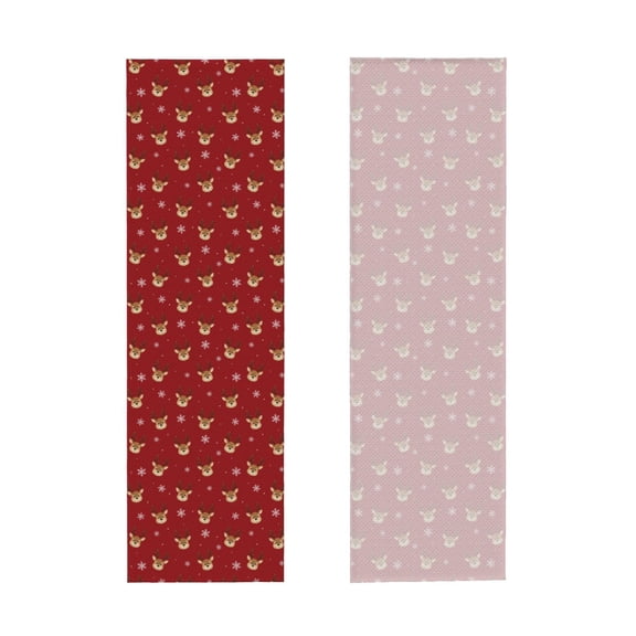 Picia Reindeer Faces Festive Red Pattern Cooling Towels (40"x12") Cool Towel, Cold Towel, Microfiber Soft Breathable Chilly Ice Towel