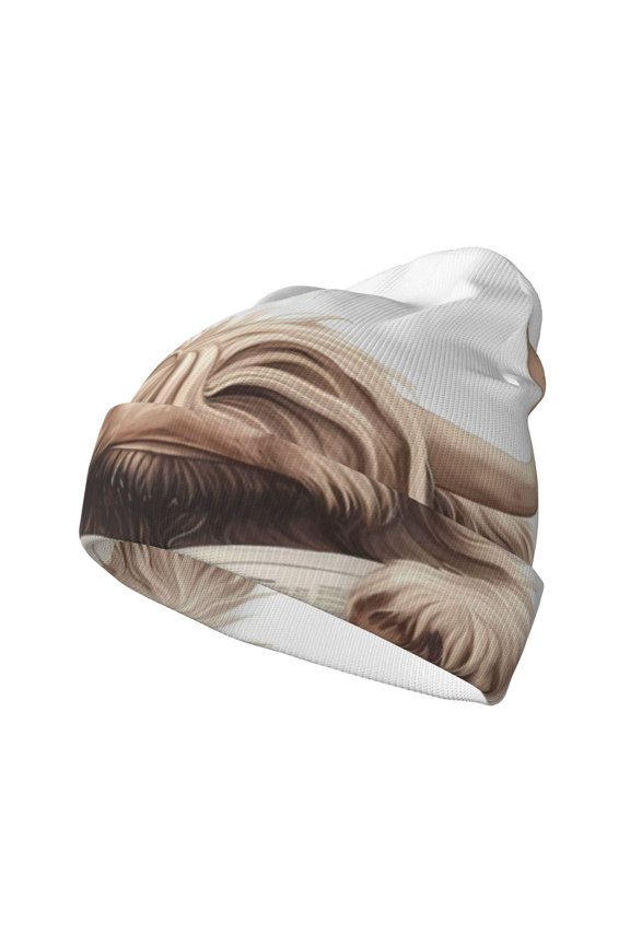 Relaxed Cute Cow Reading Pattern Knitted Beanie Hat for Men and Women , Unisex Winter Warm Stretchy Knit Cap Thick Fisherman Beanies Cuffed Plain Skull Caps