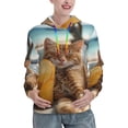 thumbnail image 1 of Picia Relaxing Cat With Orange Juice Pattern Casual Women's Hoodie, Hooded Sweatshirt with Kangaroo Pocket, Comfortable Pullover with Eye-catching Drawstrings-Large, 1 of 7