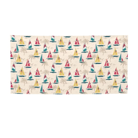 Picia Reto Marine Nautical Pattern Party Banner, Festive Decoration, Holiday Banner, Celebration Decor, Event Banner, Reusable Party Banner-Small