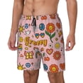 thumbnail image 1 of Picia Retro 70s Hippie pattern Mens Swim Trunks with Compression Liner Stretch Beach Shorts Quick Dry with Zipper Pockets No-Chafing Board Shorts-Small, 1 of 9