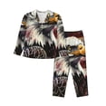 thumbnail image 1 of Picia Retro American Eagle A Pattern Women’s Long-Sleeve Sleepwear Set - Soft 2-Piece Loungewear with Pockets, Comfy PJs for Relaxing Nights-Large, 1 of 7