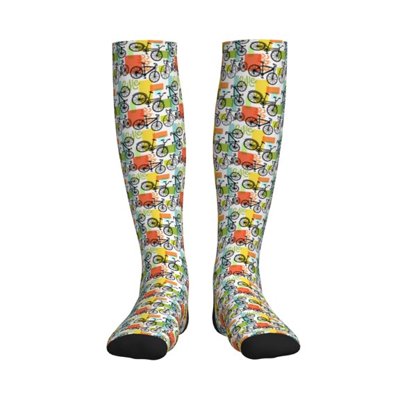 Picia Retro Bike Printed Sports Compression Socks - 15-20mmHg Graduated Compression, High-Performance Soft and Breathable Socks for Men and Women