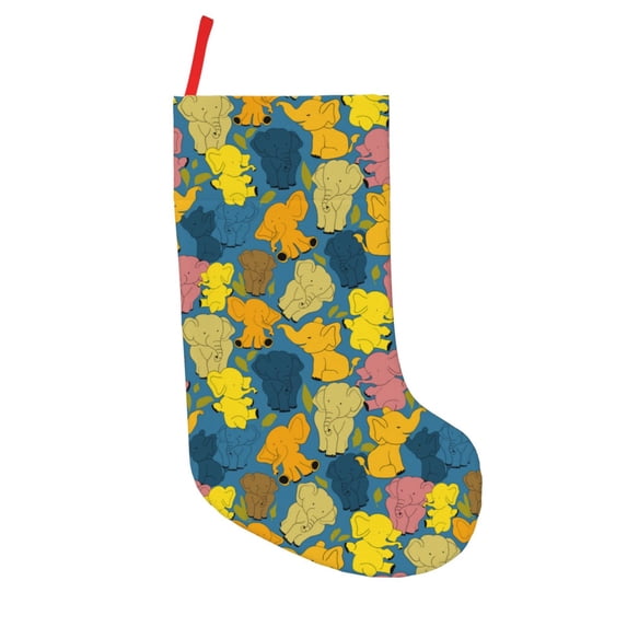 Picia Retro Boho Elephants Pattern Christmas Stockings, 18 Inches Knit Christmas Stockings, Stockings Christmas Cable Knitted Xmas Hanging Stockings