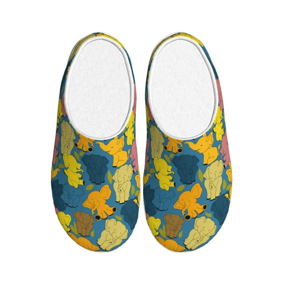 Picia Retro Boho Elephants for Women's Lamb-hug Comfy Fleece House Slippers Memory Foam, Slip-on House Shoes Indoor Outdoor-39/40