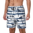 thumbnail image 1 of Picia Retro Coconut Tree pattern Mens Swim Trunks with Compression Liner Stretch Beach Shorts Quick Dry with Zipper Pockets No-Chafing Board Shorts-Large, 1 of 9