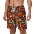 thumbnail image 1 of Picia Retro Coffee pattern Mens Swim Trunks with Compression Liner Stretch Beach Shorts Quick Dry with Zipper Pockets No-Chafing Board Shorts-Large, 1 of 9