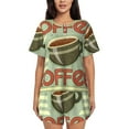 thumbnail image 1 of Picia Retro Cover For Coffee Pajamas Sets for Women Soft Short-Sleeved Pjs with Lounge Shorts Two Piece Sleepwear-, 1 of 9