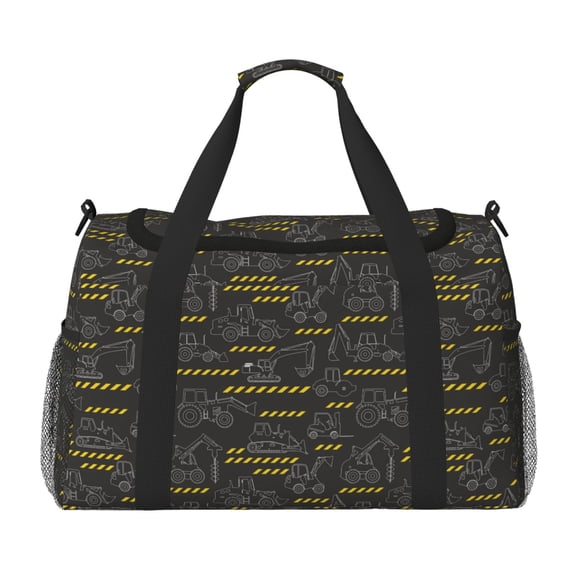 Picia Retro Excavator Print Travel Duffle Bag,Weekender Bags for Women with Shoe Compartment, Gym Duffel Bag with Wet Pocket, Hospital Bags for Labor and Delivery
