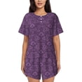 thumbnail image 1 of Picia Retro Florals Purple Pajamas Sets for Women Soft Short-Sleeved Pjs with Lounge Shorts Two Piece Sleepwear-X-Large, 1 of 9