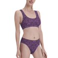 thumbnail image 1 of Picia Retro Florals Purple Women's High Waisted Bikini Scoop Neck Swimsuit Two Pieces Bathing Suit-Small, 1 of 8
