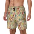 thumbnail image 1 of Picia Retro Geometry pattern Mens Swim Trunks with Compression Liner Stretch Beach Shorts Quick Dry with Zipper Pockets No-Chafing Board Shorts-, 1 of 9