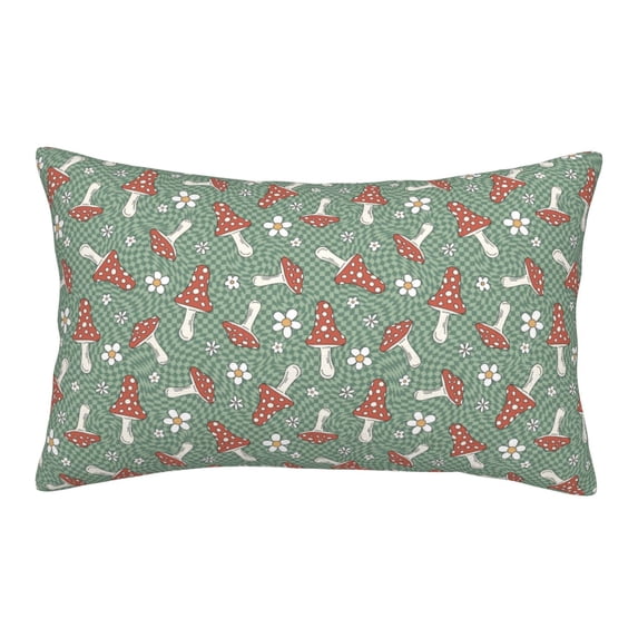 Picia Retro Hippie Groovy Mushroom Pattern Plush Pillow Case – Soft and Cozy Cushion Cover, Hypoallergenic Throw Pillow Case for Home Decor-14"x20"
