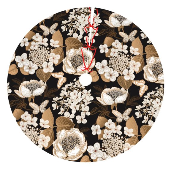 Picia Retro Hydrangeas Print Christmas Tree Skirt , Christmas Tree Skirt Ornaments for Merry Christmas Holiday Party Decorations Indoor Outdoor-48"