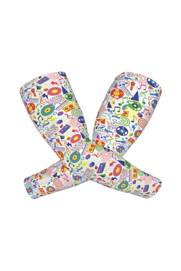 Retro Musi Disco Arm Sleeves for Men and Women - Tattoo Cover Up UPF 50+ Cooling Sports Sleeve for Basketball Golf Football-One Size