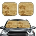 thumbnail image 1 of Picia Retro Palm Tree 2 Piece Car Windshield Sun Shade Foldable | Foldable Sun Shield for Front Window Blocks UV Rays and Keeps Your Vehicle Cool-Small, 1 of 7