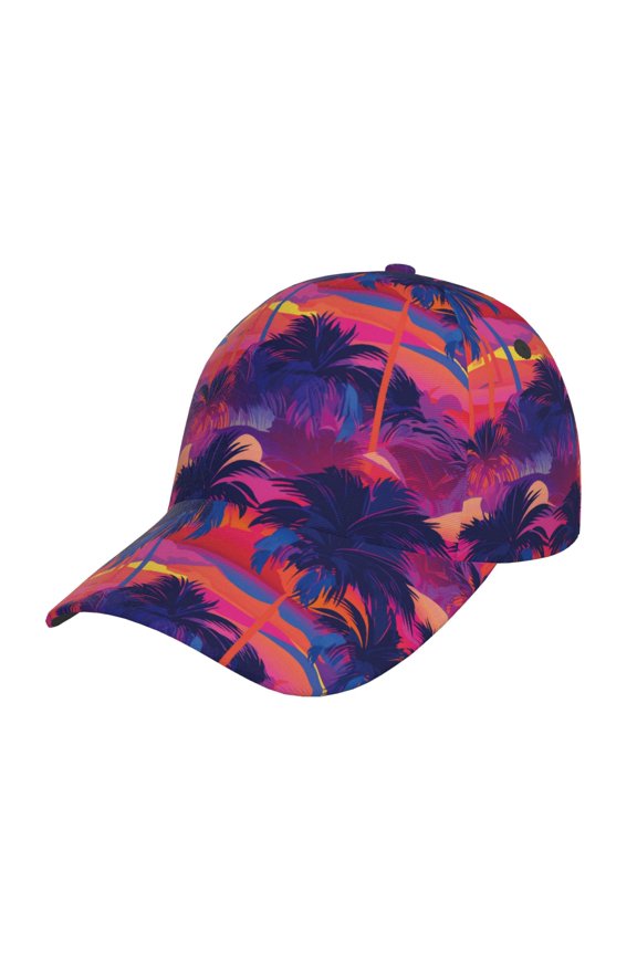 Retro Palms pattern Trucker Low Profile Hat Men Women Baseball Cap Dad Hat Adjustable Unconstructed Plain Cap