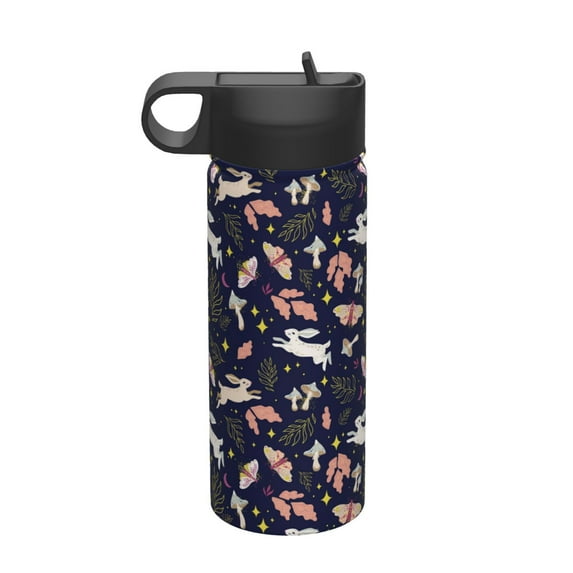 Picia Retro Rabbit Flower Pattern 18oz Sports Insulated Kettle With Straw Insulated Water Bottle For Running Hiking Cycling Climbing Men'S Woman Insulated Water Bottle
