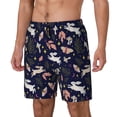 thumbnail image 1 of Picia Retro Rabbit Flower pattern Mens Swim Trunks with Compression Liner Stretch Beach Shorts Quick Dry with Zipper Pockets No-Chafing Board Shorts-Large, 1 of 9