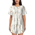 thumbnail image 1 of Picia Retro Rabbit Pajamas Sets for Women Soft Short-Sleeved Pjs with Lounge Shorts Two Piece Sleepwear-X-Large, 1 of 9
