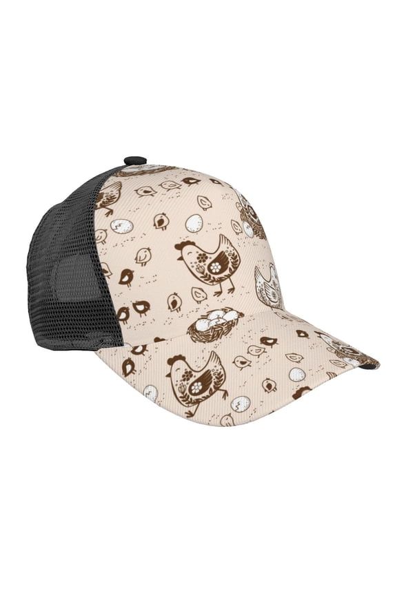 Retro Rooster Pattern Trucker Hat,Baseball Cap,Sun Protection Cap,Stylish Headwear,Leisure Cap,Outdoor Sports Cap