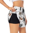 thumbnail image 1 of Picia Retro Rooster Pattern Women's 2 in 1 Athletic Running Shorts High Waisted Workout Casual Gym Sweat Shorts with Comfy Liner Zipper Pockets-Medium, 1 of 9