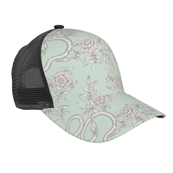 Picia Retro Snake Pattern Trucker Hat,Baseball Cap,Sun Protection Cap,Stylish Headwear,Leisure Cap,Outdoor Sports Cap
