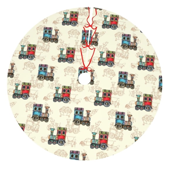 Picia Retro Steampunk Vehicle Print Christmas Tree Skirt , Christmas Tree Skirt Ornaments for Merry Christmas Holiday Party Decorations Indoor Outdoor-48"