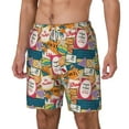 thumbnail image 1 of Picia Retro Summer Stamp pattern Mens Swim Trunks with Compression Liner Stretch Beach Shorts Quick Dry with Zipper Pockets No-Chafing Board Shorts-XX-Large, 1 of 9